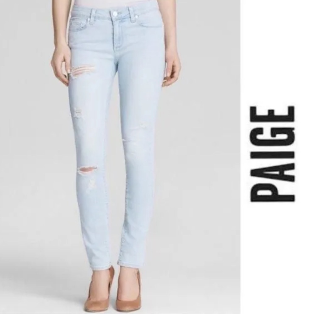 PAIGE Verdugo Ultra Skinny Jeans Tatiana Destructed Light Wash Sz 29